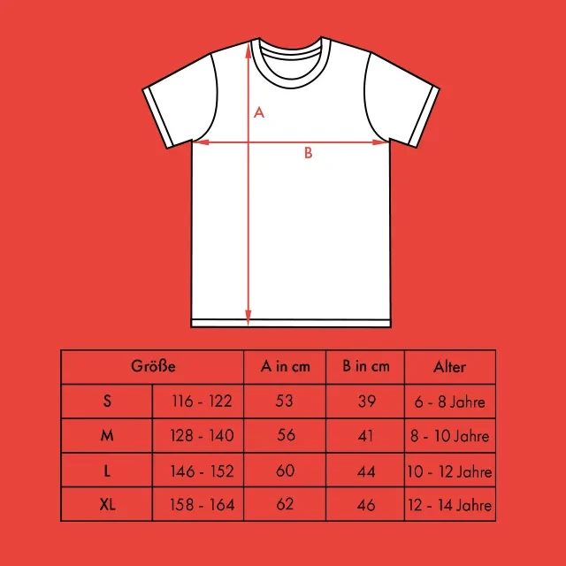 Ein Kindershirt kannst du mit Namen bei ORWO gestalten. Schau dir die Größentabelle an, damit das Shirt deinem kleinen Engel auch mit Sicherheit optimal passt.