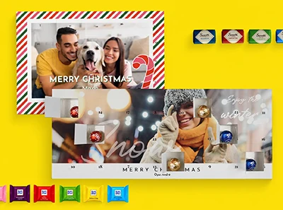 Zwei Foto-Adventskalender mit eigenen Bildern und Schokolade hinter den Türchen