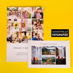 Zwei Fotocollagen als Poster in verschiedenen Formaten. Die Variante „Echtfoto“ wird auf echtem Fotopapier ausbelichtet.