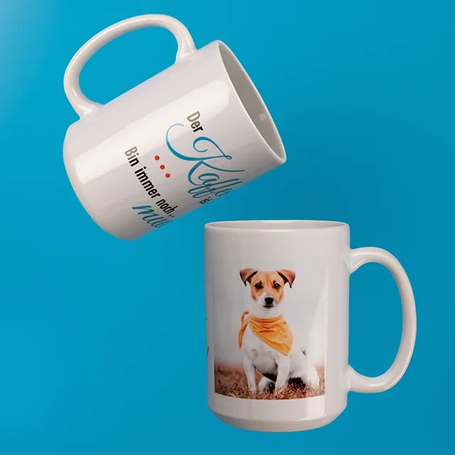 Jetzt eine große Tasse bei ORWO bedrucken lassen. Du kannst entscheiden, ob du nur Spruch und Name oder sogar ein eigenes Bild auf deiner Tasse haben möchtest.
