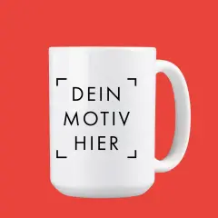 XXL-Tasse bedrucken lassen und dabei deiner ganzen Kreativität freien Lauf lassen. Mach's dir gemütlich, nimm dir etwas Zeit und gestalte frei drauf los.