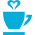 Stilisierte blaue Tasse mit Dampf in Herzform – Schwarze Innenseite sorgt für eleganten Farbkontrast