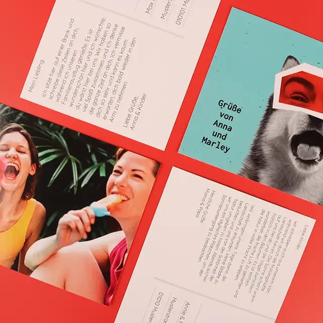 Postkarte selbst gestalten und verschicken mit ORWO. Du kannst beide Seiten gestalten und dabei auf verschiedene von uns bereitgestellte Vorlagen zurückgreifen.