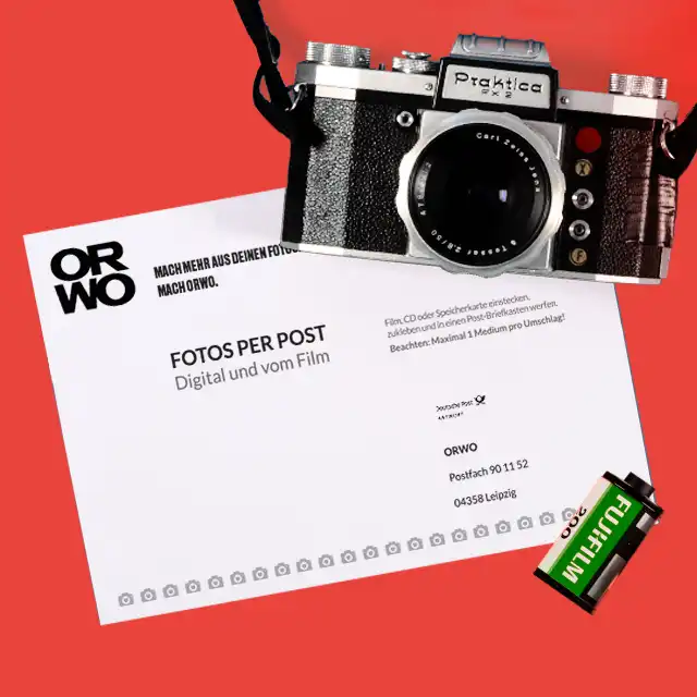 Filme, Dias, Negative und CDs mit der Versandtasche einsenden, dann entwickelt und sendet ORWO deine Fotos direkt zu dir.