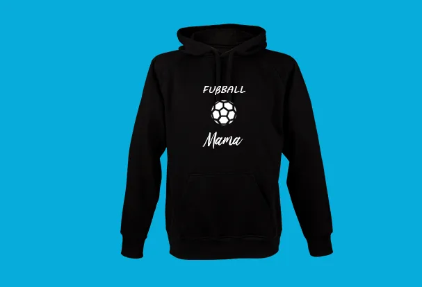 Sei die coolste Fußball Mama mit deinem Hoodie von ORWO! Hoodie Schwarz mit Fußball Motiv, für einen bleibenden Eindruck.