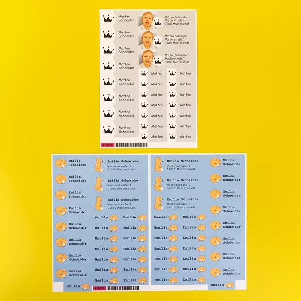 Individuelle Namenssticker für ein unverwechselbares Schuljahr, Sets bestehen aus 25 oder 52 Stickern