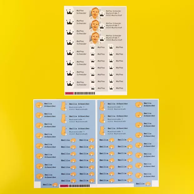 Individuelle Namensstickersets mit 25 oder 52 Stickern gibt’s bei ORWO Individuelle Namenssticker für ein unverwechselbares Schuljahr, Sets bestehen aus 25 oder 52 Stickern