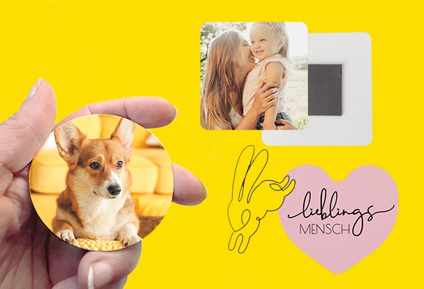 Personalisierter Fotomagnet mit eigenem Foto als kleines Fotogeschenk zu Ostern.