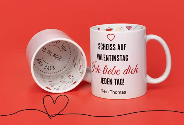 Anlasstasse im „Love“-Design gestalten mit eigenem Text oder Foto – das Valentinstagsgeschenk Nummer eins 