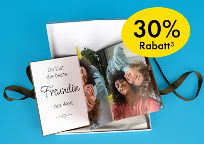My Leporello: Ein in Leinen gebundener Bildband für bis zu 10 Fotos. Hier Freundinnenfotos und ein kleiner Spruch zur Freundschaft.