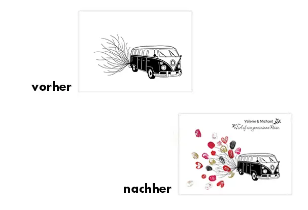 Hochwertige Fingerabdruck Leinwand Hochzeit, personalisieren Sie mit allen Gaesten Ihr  Geschenk, das spaeter im Haus des Brautpaares einen Ehrenplatz einnehmen wird.