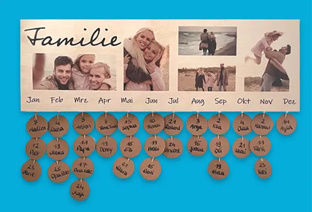 Eine weitere Mama-Geschenk-Idee: Geburtstagskalender aus Holz selbst gestalten.