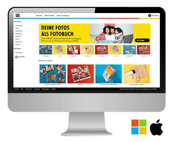 ORWO Foto-Designer für Windows & MAC: Gestalte kreative Fotobücher auf deinem Computer oder Laptop.
