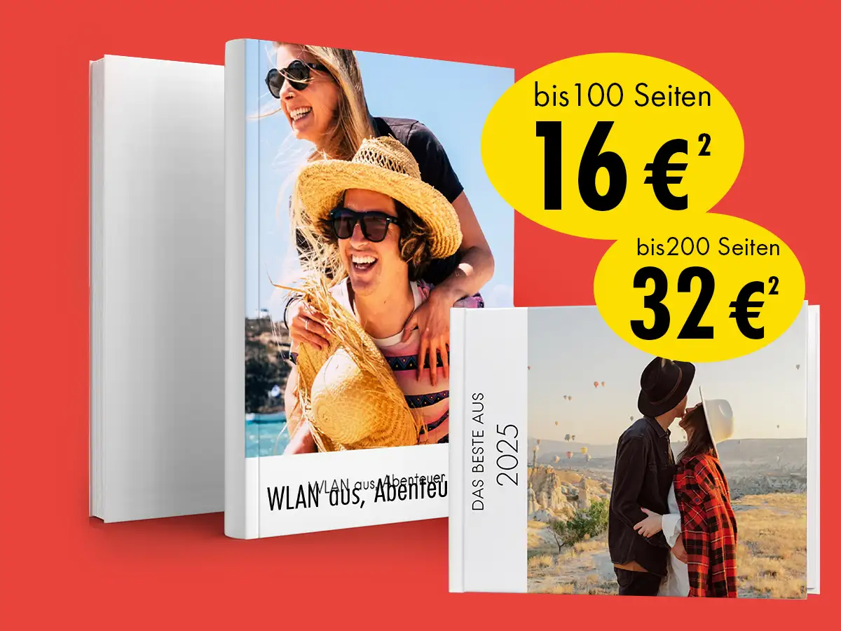 Nutze die Aktion und lass uns dein Fotoalbum erstellen ORWO Fotobuch-Festpreis: A4-Hardcover Fotoalbum individuell gestalten für bleibende Erinnerungen.