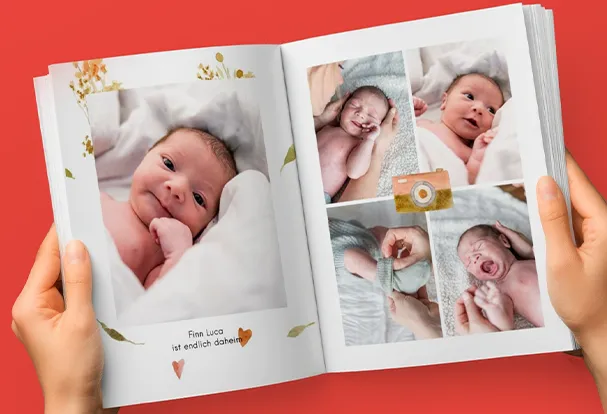 Liebevolle Babyerinnerungen gestalten – kreative Fotobuch-Tipps für die ersten Tage und Momente.