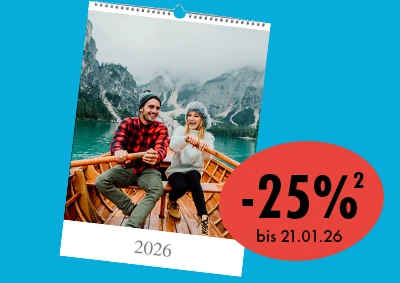 ORWO Fotokalender „Unser Jahr 2026“ mit Familienfotos in Berglandschaft, personalisierter Jahreskalender mit Geschenkaktion über 10 Euro