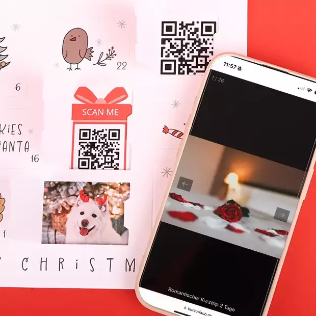 QR-Code Adventskalender Überraschung am 24. Dezember Beim QR-Code Adventskalender selber machen kannst du hinter dem letzten Türchen eine besondere Überraschung platzieren.