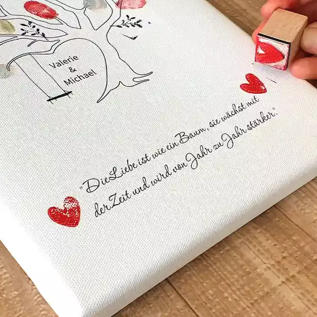 Fingerabdruck Leinwand Hochzeit, kreatives Andenken Aussergewoehnliche Fingerabdruck Leinwand Hochzeit, entscheiden Sie sich fuer dieses wunderschoene Geschenk aus umweltfreundlichem und hochwertigem Material.