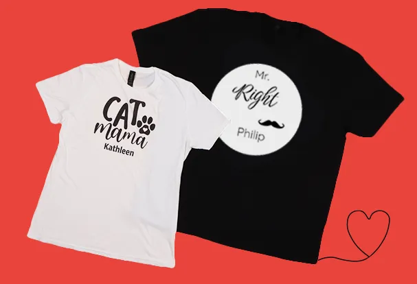 Gestalte deine stylischen T-Shirts bedruckt mit individuellem Text, Namen und Design