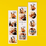 Drei Fotostreifen mit je vier Bildern zeigen ein junges Pärchen voller Lebensfreude beim Basketball spielen. Perfekt für spontane Schnappschüsse und Retro-Liebhaber.