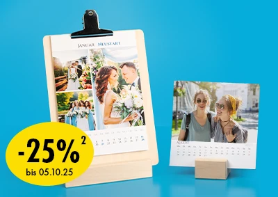 ORWO Tischkalender und Clipkalender mit persönlichen Fotos und 25% Rabatt.