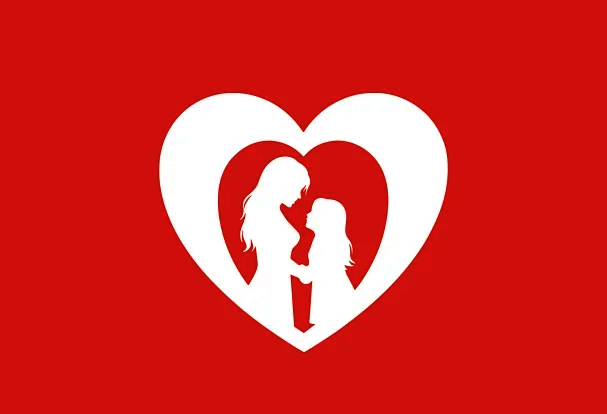 Silhouette von Mutter und Kind in einem Herz als emotionales Motiv für ein individuelles Fotogeschenk zum Muttertag mit besonderer Bedeutung