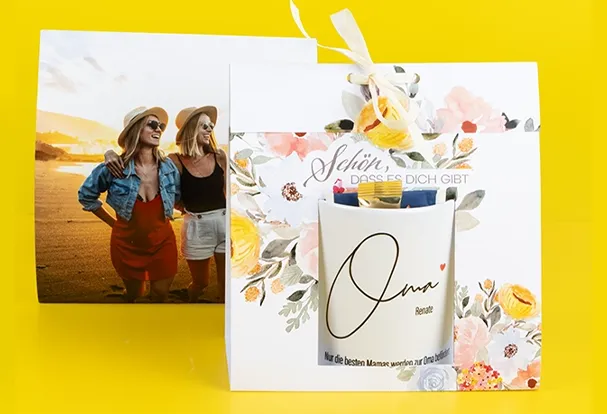 Retrofotos kreativ präsentieren oder Tassen Geschenkverpackung basteln Das perfekte Geschenk für jeden Anlass und deine Liebsten werden die selbst gebastelte Geschenkverpackung lieben