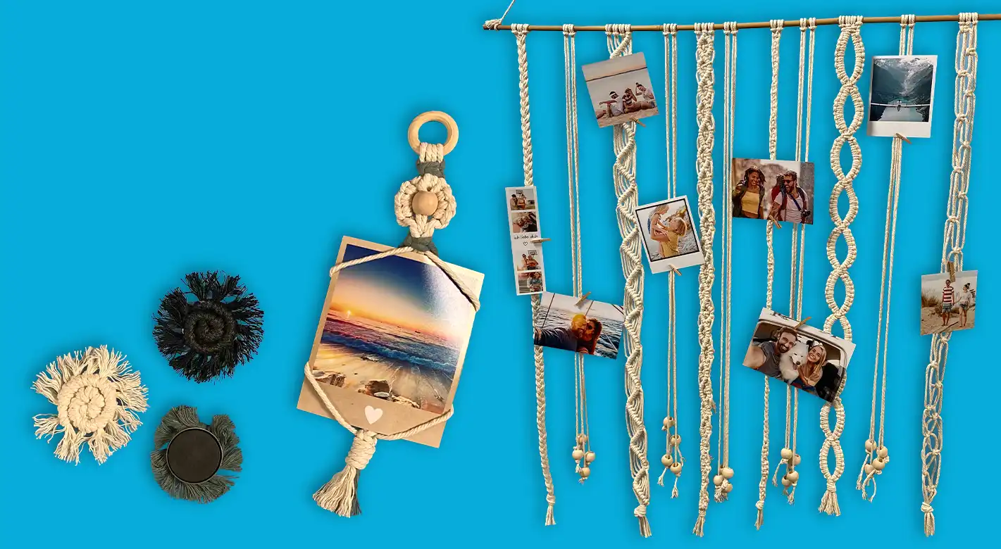 Makramee-DIY-Ideen für Fotowand, Anhänger oder Magnet Bei uns findest du kreative Makramee-DIY-Ideen mit einfachen Videoanleitungen zum Nachbasteln.