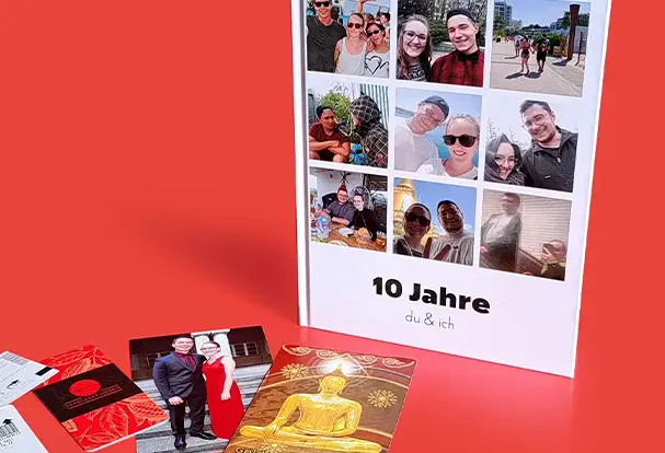 Fotobuch-Tipps für Paare: Kreatives Erinnerungsbuch mit Fotos aus 10 Jahren „Du & Ich“.