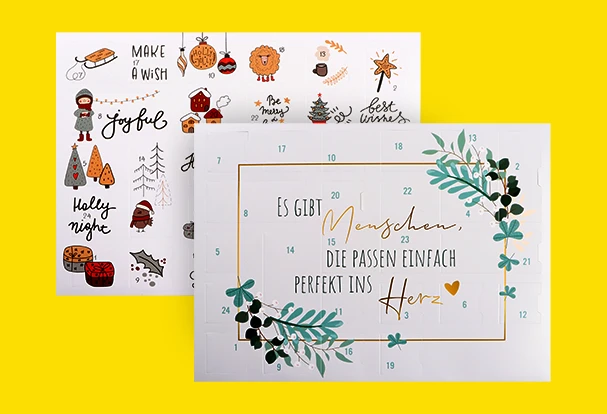Neue Produkte: Individuell gestaltbare Adventskalender mit persönlichen Fotos und Designs von ORWO. Zwei kreative Adventskalender mit liebevollen Illustrationen und Sprüchen – neue Produkte für die Weihnachtszeit von ORWO.