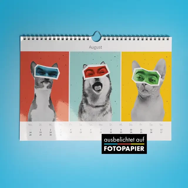 Deinen Wandkalender im A3-Format selbst gestalten und das Besondere erleben: Unser Echtfoto-Wandkalender auf echtem Fotopapier ausbelichtet, einzigartige Qualität.