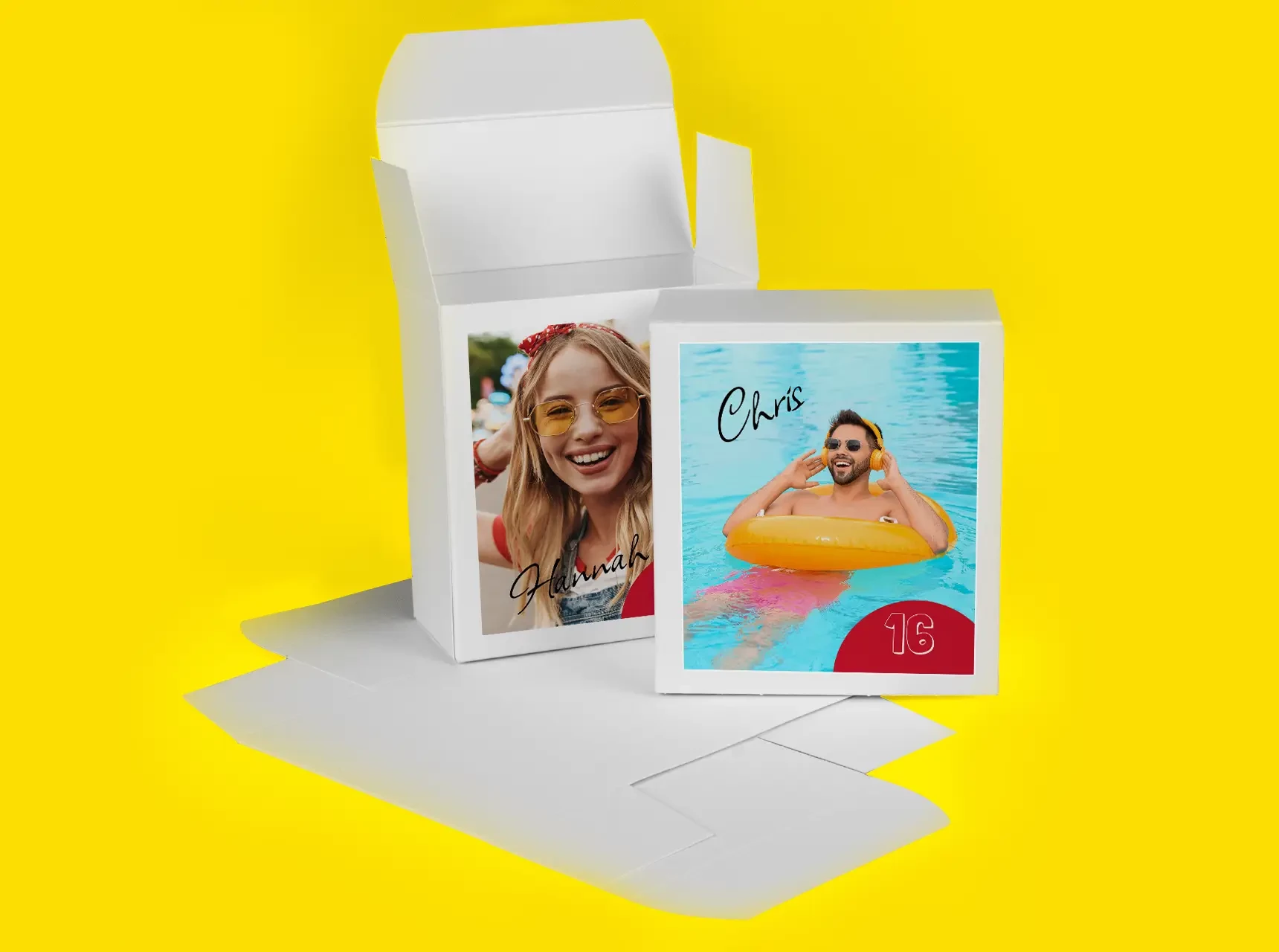 Zwei Boxen für einen kreativen Adventskalender zum Befüllen mit individuellen Bildern.