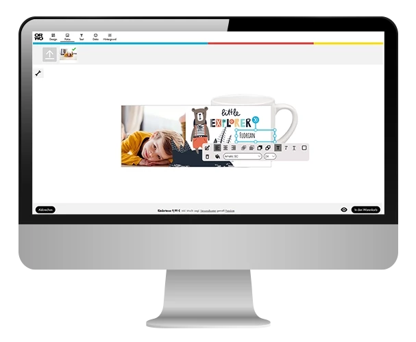 Kindertassen kannst du gleich online im ORWO-Designer mit Foto gestalten und bestellen. Die Gestaltung ist wirklich kinderleicht und geht unglaublich schnell.