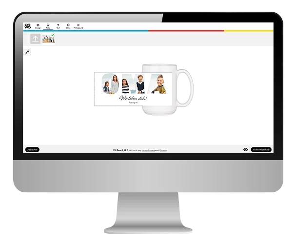 Personalisiere eine große Tasse direkt online im Designer von ORWO. Hier bieten sich dir zahlreiche Gestaltungsoptionen und Designvorlagen zur Auswahl an.