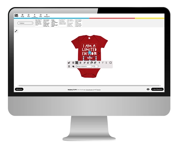 Baby Body mit Namen bedrucken, online selbst gestalten Body gestalten für die anstehende Babyparty. Mit dem ORWO Online-Designer geht das ganz einfach. Bereite jetzt dein Geschenk für die frischgebackenen Eltern vor.