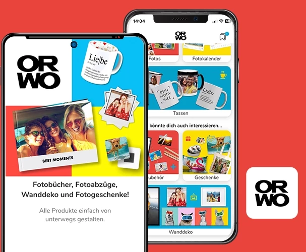 Mit der ORWO Foto-App erstellst du mühelos Geschenke mit Foto. Personalisierte Geschenke wie Untersetzer, Taschen, Magnete und mehr erwarten dich.