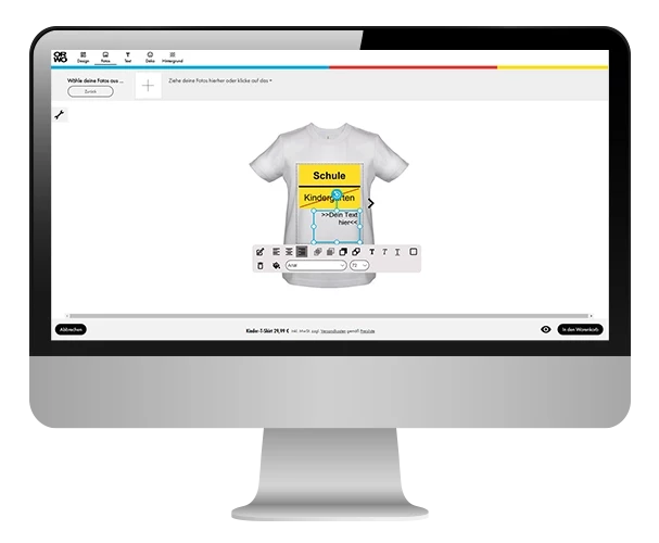 Kindershirts bedrucken, einfach online selbst gestalten Ein Kindershirt bedrucken lassen ist bei ORWO besonders einfach. Wähle Größe und Farbe und schon kannst du mit dem Gestalten im ORWO Online-Designer beginnen.