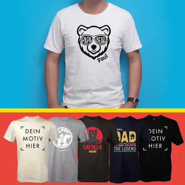 T-Shirt mit Foto bedrucken, verschiedene Farben und Designs Einzigartiges T-Shirt mit deinen Fotos bedrucken lassen. Jedes Shirt wird durch deine Gestaltung zum unverwechselbaren Unikat, wodurch du dich ausdrückst.