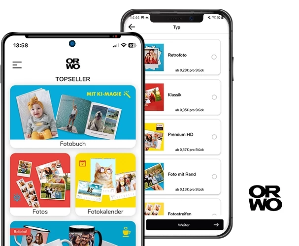 Mit unserer FOTO-App kannst du die Mini Fotos auch ganz leicht per Handy bestellen. Die ORWO FOTO-App kannst du ganz leicht mit deinem Smartphone herunterladen.