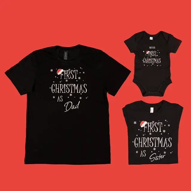 T-Shirt gestalten, ganzes Set gestalten und bestellen Foto T-Shirt und andere Bekleidungsartikel personalisieren. Erstelle ein ganzes Set für den familieninternen Partnerlook. Setzt gemeinsam ein stylisches Zeichen.