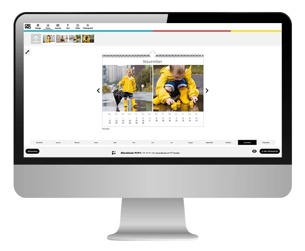 Kalender personalisieren, online Fotoprodukt Editor Du kannst deinen Kalender ganz easy von zuhause aus online gestalten und direkt bestellen. Genau dafür ist der online ORWO-Gestalter im Browser vorgesehen.