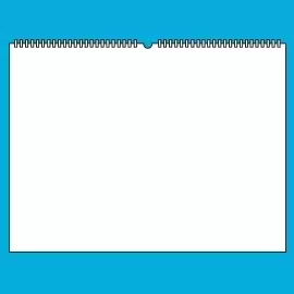 Wähle deinen Kalender im A2-Querformat Stilisierter weißer Kalender mit Ringbindung im großartigen A2-Querformat auf blauem Hintergrund.
