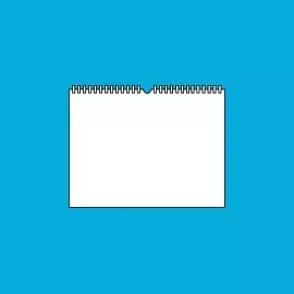Wähle deinen Kalender im A4-Querformat Stilisierter weißer Kalender mit Ringbindung im A4-Querformat auf blauem Hintergrund.