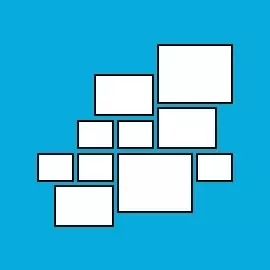 Bilderwand "Petersburger Hängung" 110 x 98 cm Zehn weiße Rechtecke in unterschiedlichen Größen auf blauem Hintergrund - Petersburger Hängung 110 x 98.