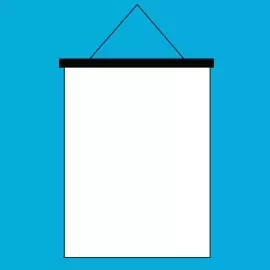 Wähle deinen Kalender mit Holzleiste im A3-Format Stilisiertes weißes Kalenderblatt mit stilisierter Holzleiste und Kordel auf blauem Hintergrund. Format: A3