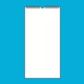 Wähle deinen Kalender im Panorama-Hochformat 21 x 42 cm Stilisierter weißer Kalender mit Ringbindung im Panorama-Hochformat 21 x 42 cm auf blauem Hintergrund.