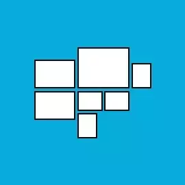 Bilderwand "Petersburger Hängung" 94 x 72 cm Sieben weiße Rechtecke in unterschiedlichen Größen auf blauem Hintergrund - Petersburger Hängung 94 x 72.