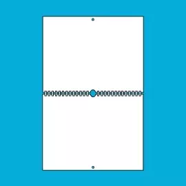 Dein Kalender mit Klapp-Ringbindung im A4-Format Zwei weiße Rechtecke im Querformat übereinander, verbunden mit der Spiralbindung auf blauem Hintergrund.