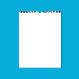 Wähle deinen Kalender im A3-Hochformat Stilisierter weißer Kalender mit Ringbindung im A3-Hochformat auf blauem Hintergrund.