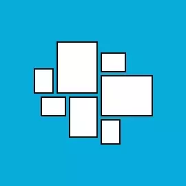 Bilderwand "Petersburger Hängung" 94 x 82 cm Sieben weiße Rechtecke in unterschiedlichen Größen auf blauem Hintergrund - Petersburger Hängung 94 x 82.